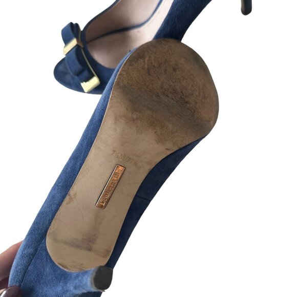LOUISE ET CIE Blue Suede Bow Heels size 37.5/7.5 - Picture 8 of 9